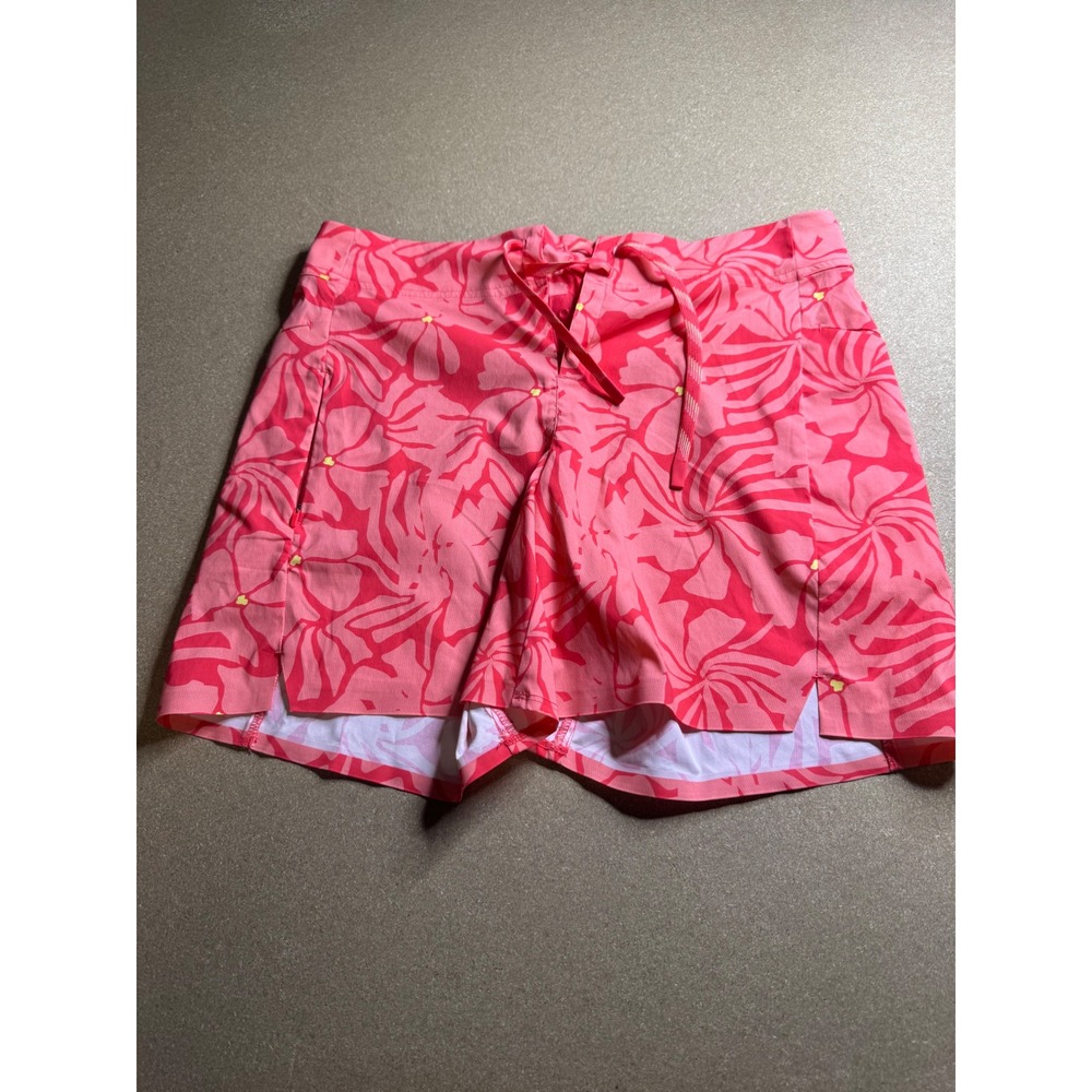 Title Nine Womens Pink Floral Board Shorts Swim Trunks Size 8 Quick Dry Active - Picture 4 of 6